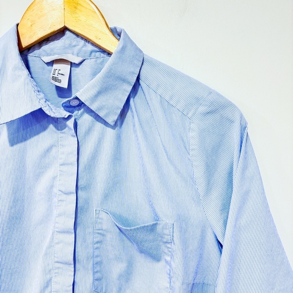 H&M – Blue & white striped button-down shirt | Classic office top | Size 6 * - Picture 5 of 9